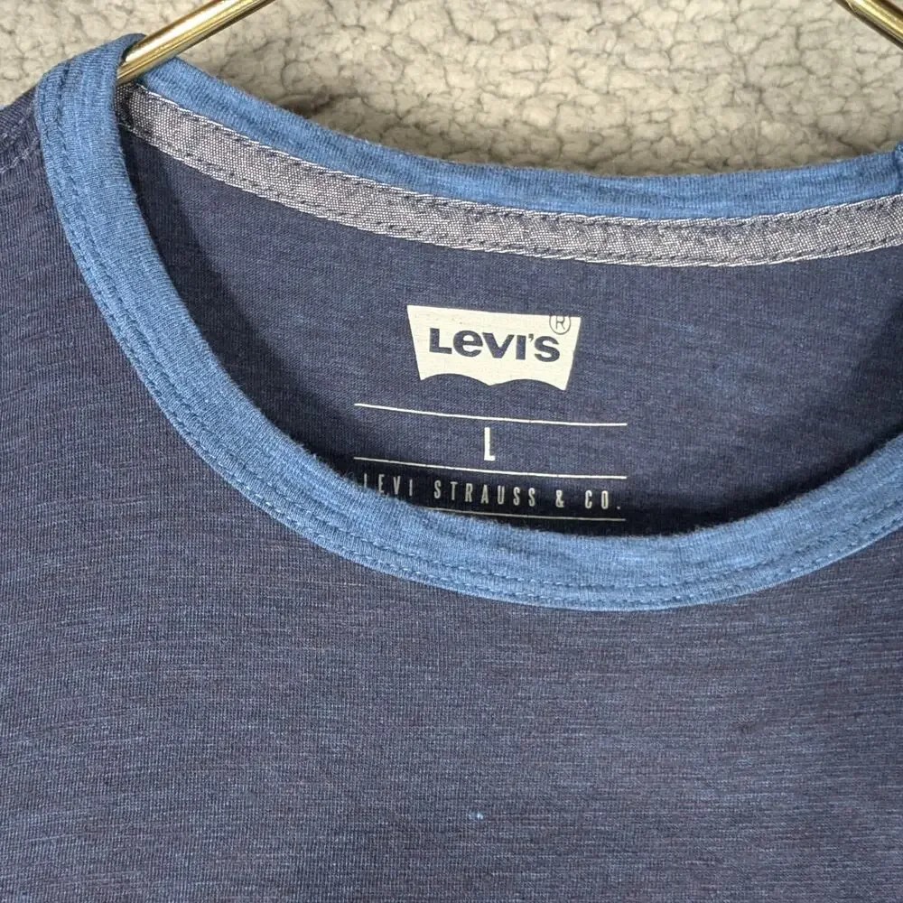 Levi's T Shirt Mens Large Blue Short Sleeve Pocket Tee Shirt